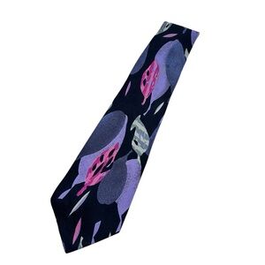 Alcione Milano Italy 100% Silk Tie Abstract Purple Magenta Navy Bold Art Print